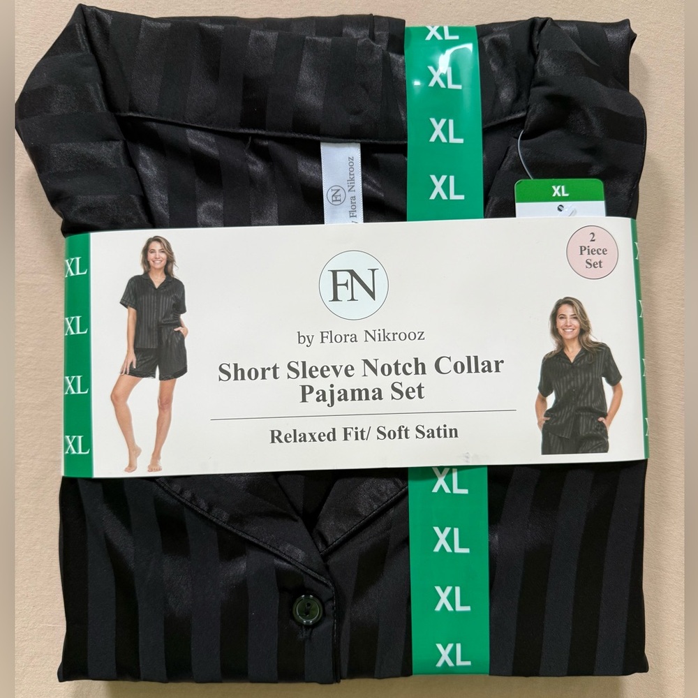 Flora Nikrooz New Charcoal Striped Pajama Short Set XL